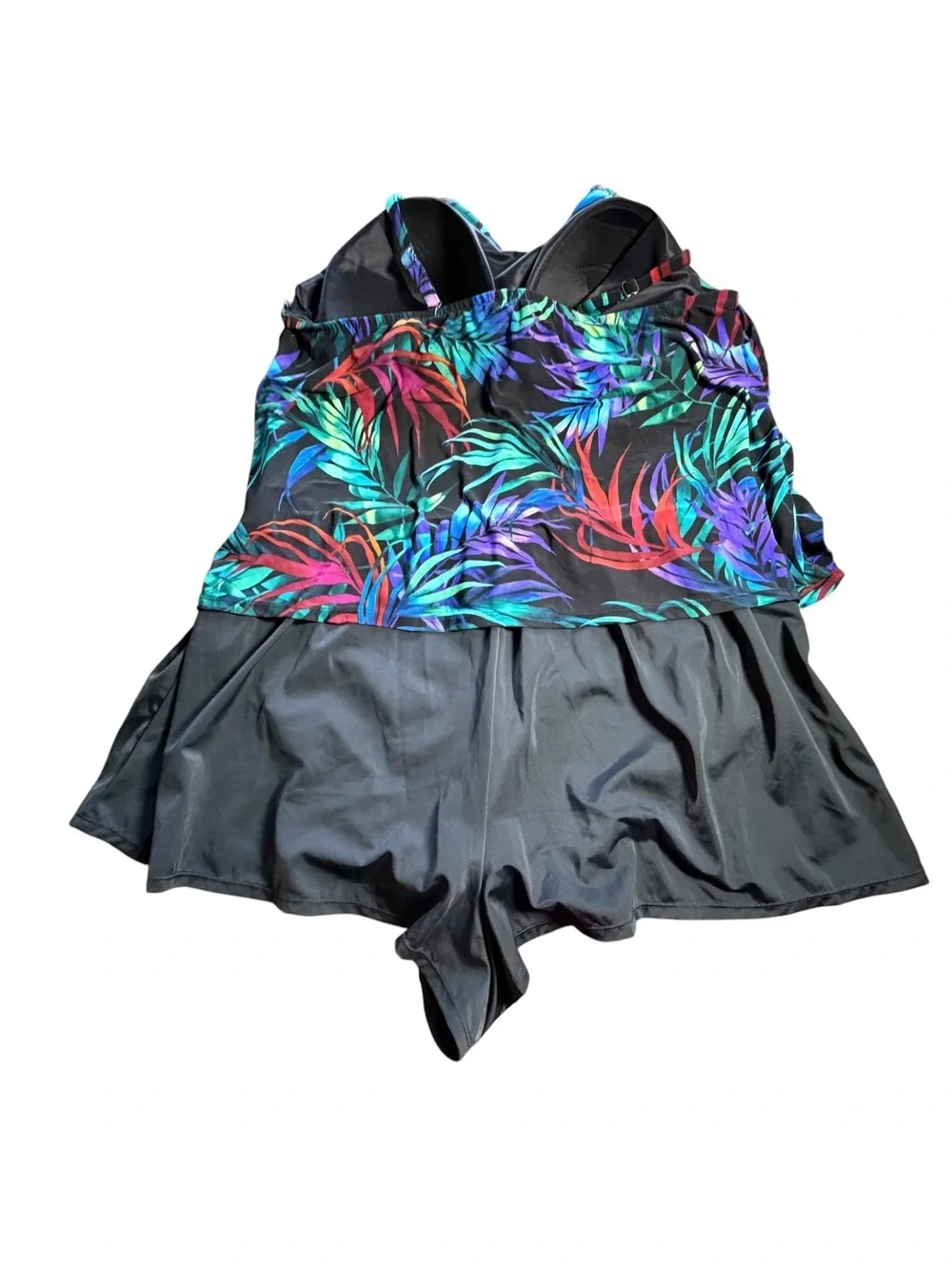 TRIMSHAPER plus size 24W modest one piece attached swim shorts bottom swimsuit
